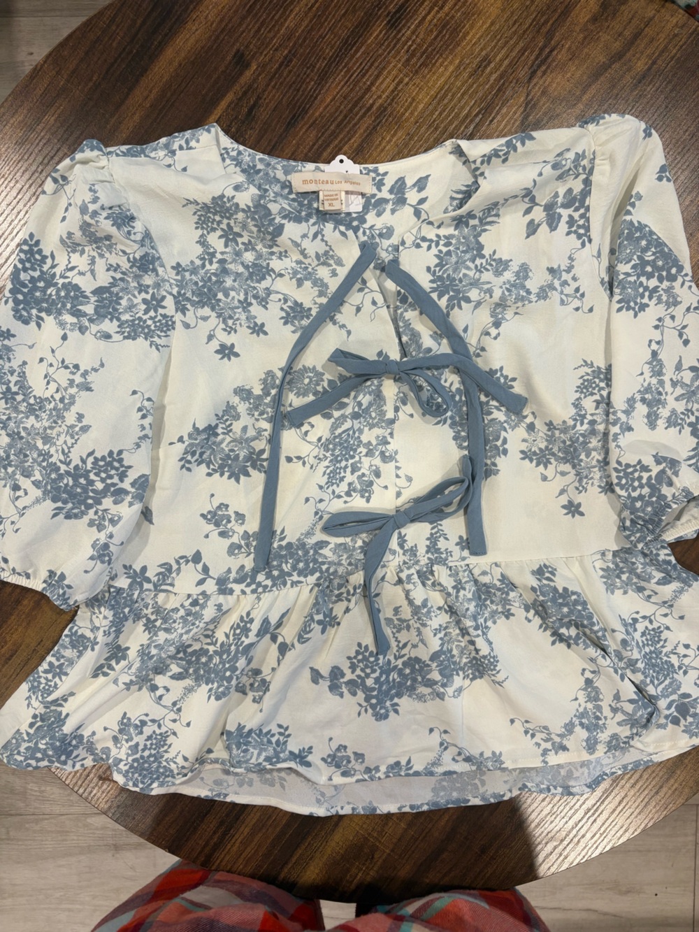 Monteau Cream and Blue Floral Cotton Duvet Cover